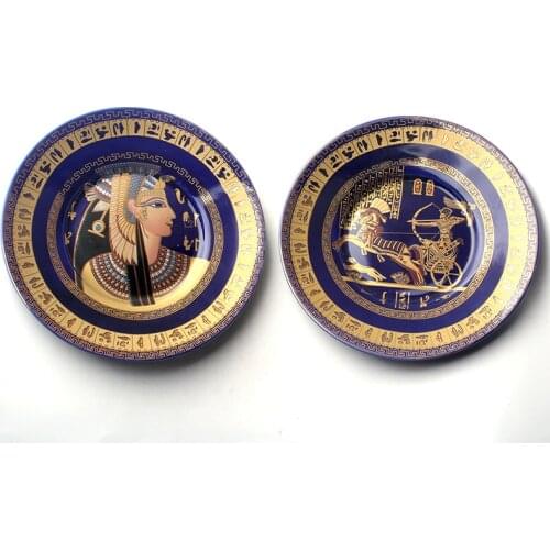 1PC High Quality Egypt Style Ceramic Plates Wall Hanging Decorative Craft Dishes Home/Hotel/Bar/Sample Room Background Plate