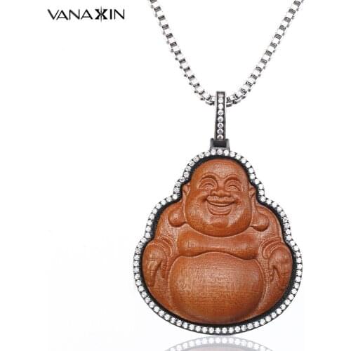 Chinese Statue Dragon\Happy Smile Buddha Wood Pendants&Necklaces Vintage Gold Lucky Vintage Jewelry Accessories