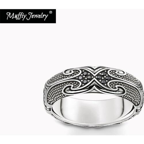 Band Ring Maori Tattoos 925 Sterling Silver With Black Stones 2021 Brand New Women Men Jewerly Vintage Cultural Ornament Bijoux