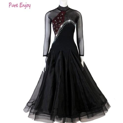 Ballroom Competition Dance Dress Women Tango Flamenco Waltz Dancing Diamond Customized long sleeves Ballroom Dance Dresse