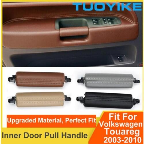 LHD RHD Genuine Leather Driver Side Interior Inner Door Pull Handle Trim Panel Beige Black Gray For Volkswagen Touareg 2003-2010