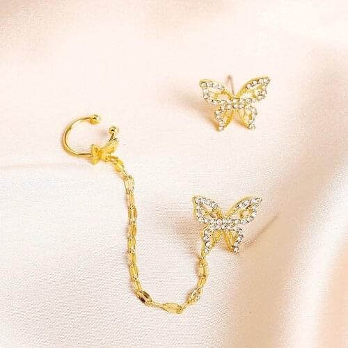 Cross-border Hot Style Jewelry Long Chain Earrings Earrings Small Temperament Ear Clips Without Pierced Ear Bone Clips