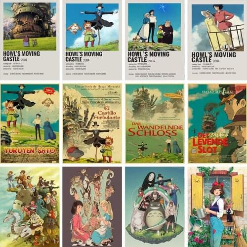 Miyazaki Hayao Carrrtoon Movie Howls Moving Castle Spirited Away Anime Canvas Painting Wall Art Posters Prints Kids Room Decor