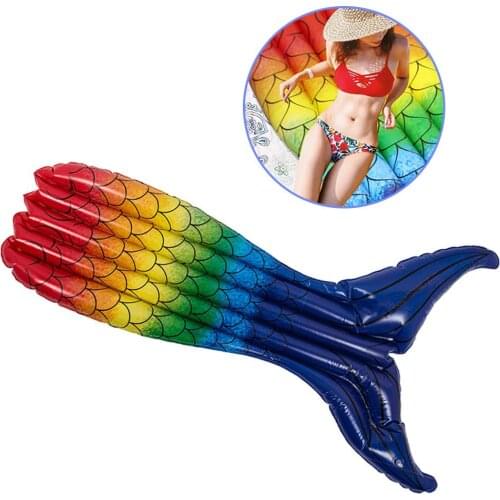 Inflatable Mermaid Swimming Ring Pool Float Air Mattress Tail Swimming Circle Adult Beach Summer Water Inflatable Toy