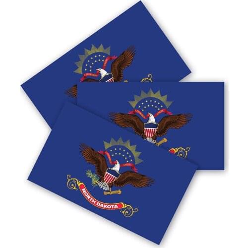 North Dakota Flag Bumper Stickers 3-piece Set Made of Durable Waterproof Material, Motorcycle Helmet Trunk Stickers