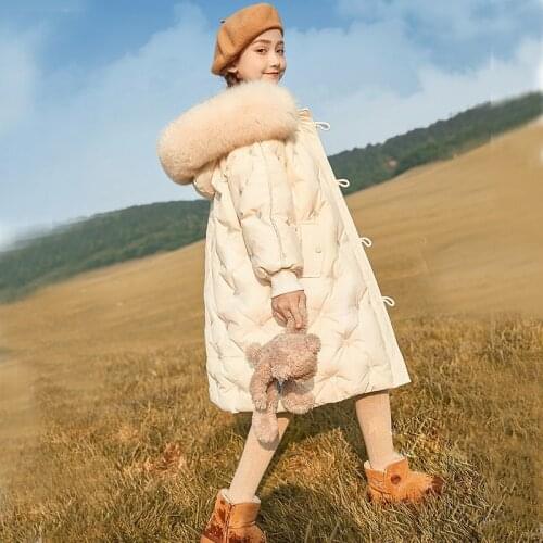 2021 New Girls Winter Long Thick Warm Big Fur Collar Beautiful Padded Jacket Coat