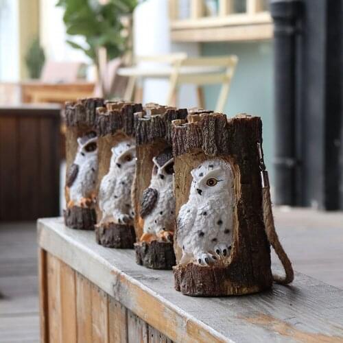 New Resin Solar Tree Stump Owl Lawn Landscape Light Roof Luminous Garden Decoration Solar Tree Lamp Waterproof Landscape Lights