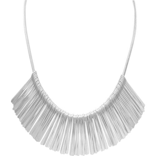 Ethnic Silver Color Plating Parthia Style Huge Stick Strand Necklace For Women Girl Lady Gift Party Jewelry