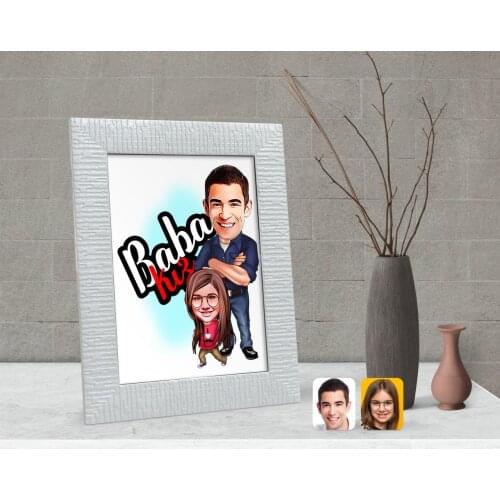 Personalized Dad Girl Caricature Of Decorative Çerçeve-3