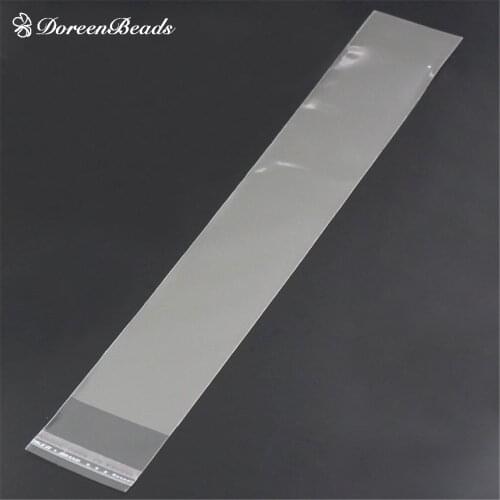 DoreenBeads Plastic Bags Clear Self Adhesive Seal Transparent(Usable Space 27.3x4.4cm) 30.5x4.4cm,200PCs (B24065)