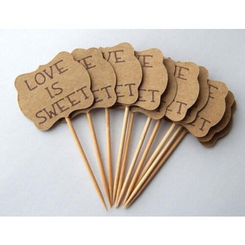 Custom printed text Sweet as Pie rustic wedding cupcake toppers Chic bridal shower birthday party decoration doughnuttoothpicks