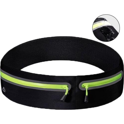 Pro Reflective Elastic Waistband Bag Double Zipper Pocket Sport Running Gym Yoga Waist Belt Pack Phone Wasit Wallet Bag