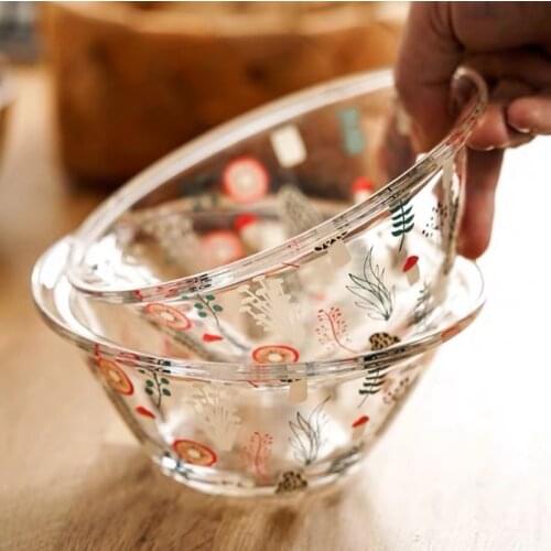 Transparent Glass Bowl Keepods Home Cute Fruit Salad Bowl Noodle Girl Heart Dessert Plateau Breakfast Thickening Creative