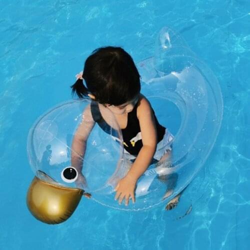 Clear Duck-shaped Swimming Ring Baby Inflatable Ring Float Circle Childrens Inflatable Mattress Water Sports