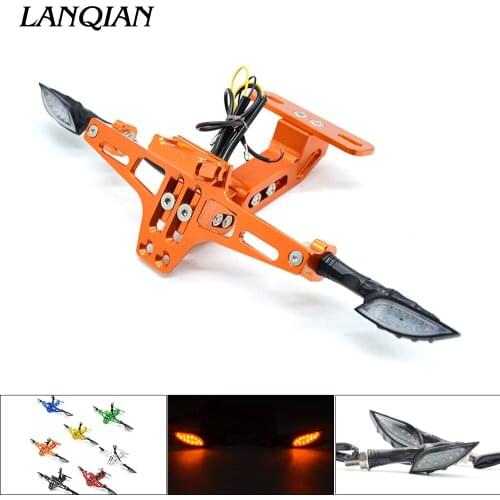 Motorcycle Adjustable License Number Plate Frame indicator lights Bracket for yamaha 690 390 RC 125 250 SMC 1190