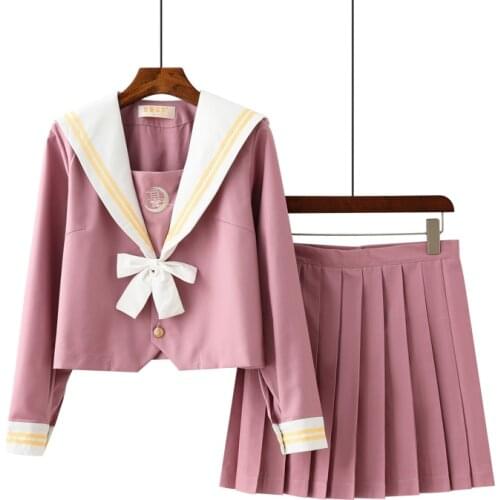 2021 Spring Lori Pink Sailor Uniform Japanese School Girl JK Uniforms Short Long Sleeve Shirt Skirt Suits Student Chorus Clothes