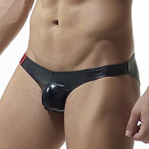 Sexy Men Bikini Briefs Low Waist Shiny Wet Look Panties G-strings Men Thong Underwear Lingerie Jockstrap Panties Gays Clothes
