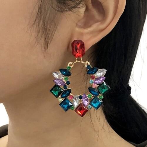 Trendy Rhinestone Earring Dangle Earring Zinc Alloy Irregular Pendant Earrings Fashion Wedding Jewelry for Women Oorbellen