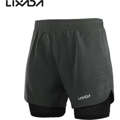 Lixada New Mens Cycling Shorts Quick Drying Breathable Active Training Exercise Jogging Running Sports Shorts With Longer Liner