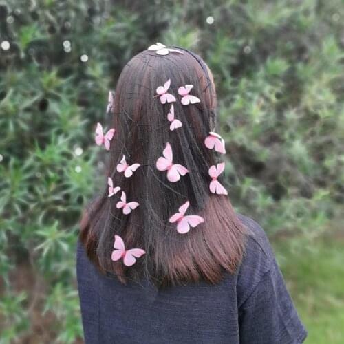 3D Butterfly head cover decoration Applique Mesh Fabric scarf floral lace hair scarf women fashion hijab headband Shawl