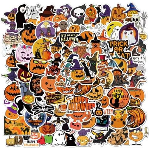 10/30/50/100pcs/Pack Halloween pumpkin decoration Graffiti Waterproof Skateboard Travel Suitcase Phone Laptop Luggage Stickers
