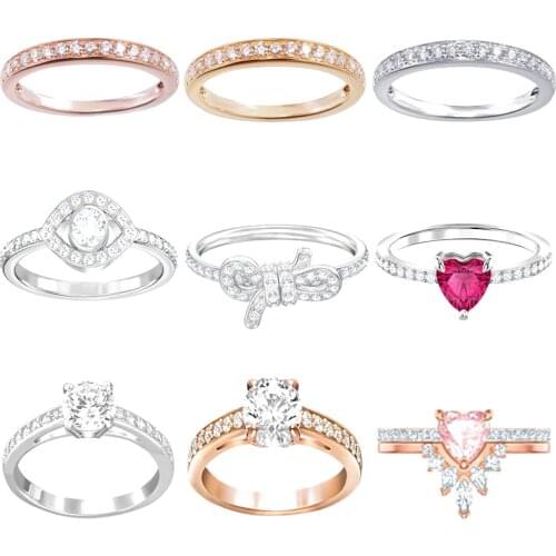 High Quality Swa Original Fashion Classic Bow Red Love Round Diamond Ring Jewelry Wholesale