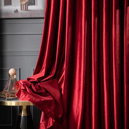 Brand New Italian Wool Blackout Curtains for Living Room Bedroom Luxury Red Velvet Background Flannel Curtain for Stage Wedding