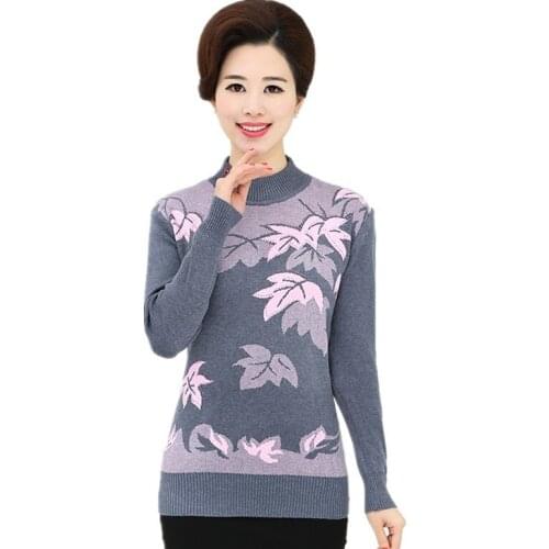 2019 New Fall Winter Basic Shirt Long-Sleeve Leaves Sweater Pullover Knitted Tops Fashion High Quality Women Slim Elastic Jumper