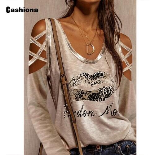 2021 Summer New Patchwork Womens Top Casual Lettter Print T-shirt Hollow Out Sequined Mesh Shirt Pullovers Sexy Women Clothing