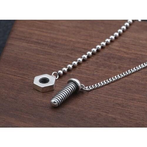925 Sterling Silver screw chain necklace A4237