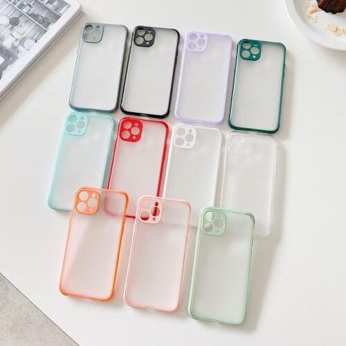 Hard PC Transparent Phone Case For iPhone 12 11Pro Max XR X XS Max 8 7 6 6s Plus Silicone Frame Anti shock Acrylic Clear Cover