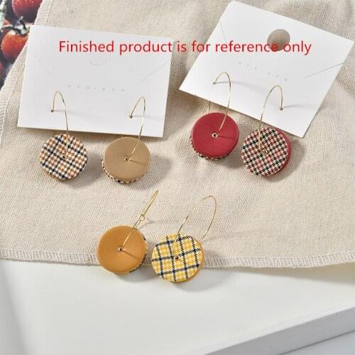 Winter style 50pcs/lot color Striped lattice pattern geometry rounds shape pu/fabric flatback beads diy jewelry earring making