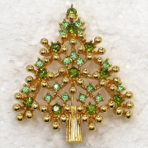 12pcs/lot Wholesale Fashion brooch Rhinestone Christmas tree Pin brooches C102018