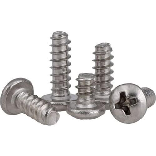40pcs M3.5 304 stainless steel Round head flat tail self-tapping screws Pan head Phillips screw 8mm-20mm Length