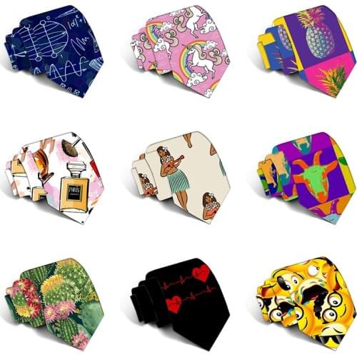 2020 New Fashion 8cm Width Creative 3D Printed Mens Tie Wedding Party Business Slim Polyester Ties For Men Fun Printing Necktie