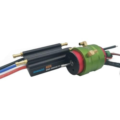 Hobbyhh 60A boat ESC and 2845 3800kv water jacket brushless motor are suitable for 50-65cm boat recommended battery 3-4s