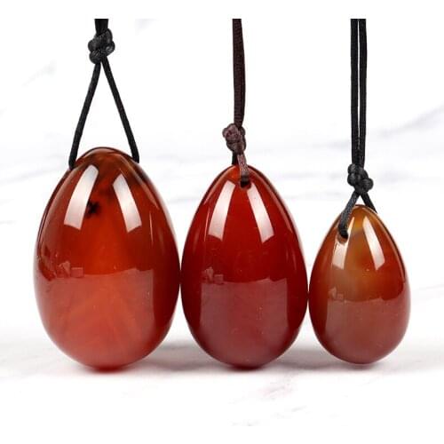 Red Agate Massage Egg 3 Pcs Set Yoni Ball Natural Crystal Jade Stone Kegel Vaginal Exercise Tool Pelvic Floor Muscle Health Care