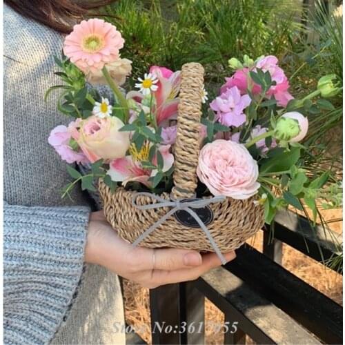 Mini Small flower basket bouquet flowers Box flower girl flower basket wedding flowers Decor wedding Home Party Decoration