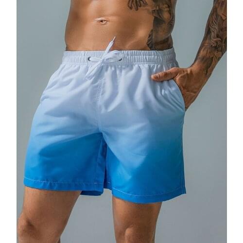 Mens Summer Fashion Gradient Print Beach Pants Casual Shorts Quick-drying Surfing Swimming Trunks Running Gym Plus Size Trunks