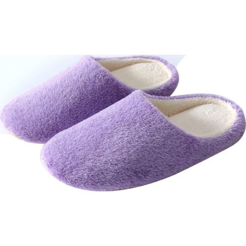 Solid Color Soft Bottom Home Slippers Warm Shoes Women Indoor Floor Slippers Non-slips Shoes For Bedroom House Woman Slippers