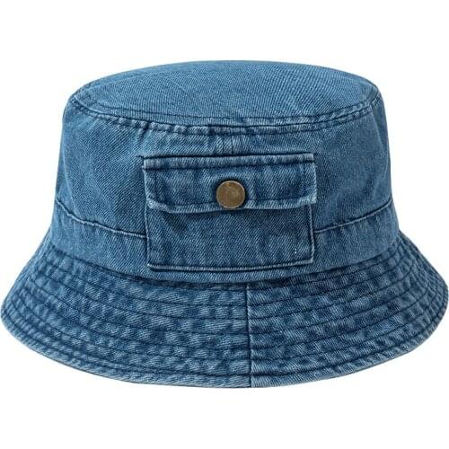 Harajuku Fashion Bucket Hat Women Men Panama Outdoor Hip Hop Hat Retro Washed Denim Fisherman Hat Street Merchandise Hat