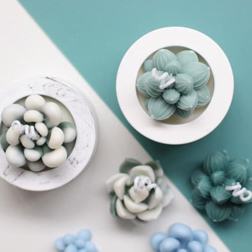 Creative DIY Candles Mould 3D Succulents Candle Silicon Mold Soy Wax Aromatherapy Plaster Hand-made Soap Candles Making Molds