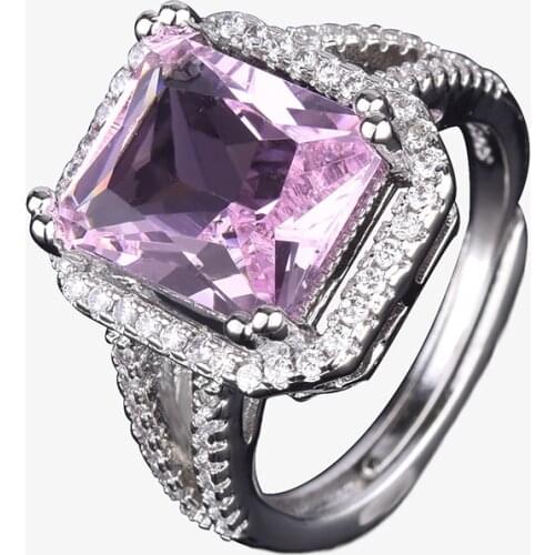 Solid 100% 925 Sterling Silver Natural Amethyst with Diamond Ring for Women Fine Bizuteria Silver 925 Jewelry Anillos Gemstone