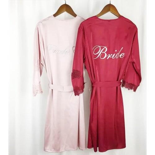 1set lot Good quality Personalized Silk Nightwear Robes gf Birthday Anniversary Gifts satin robes Wedding Bride Bridesmaid