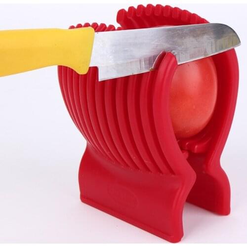 1PC Tomato Slicer Plastic Kitchen Gadgets Tools Potato Onion Fruit Vegetable Cutter Cuts Tomato Slicers Holder Slicer OK 0504