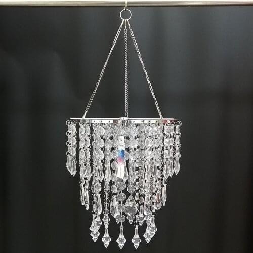 Camal 1PCS Assemble 50CM Tall Hanger 22.5CM Chrome Centerpiece Frame Acrylic Bead Chain For Chandelier Pendant Wedding Christmas