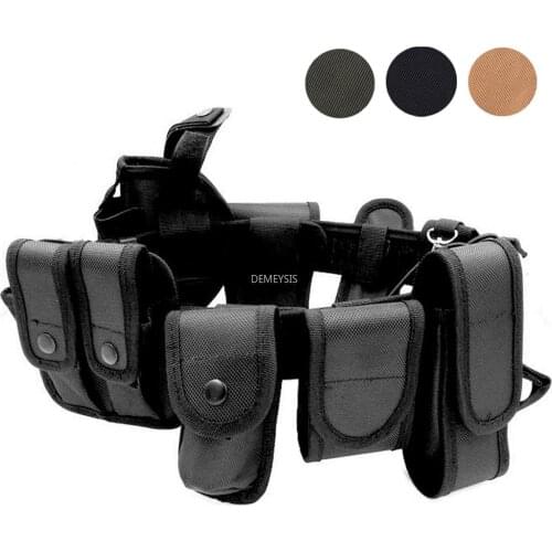 10 In 1 Multifunctional Police Duty Belt Kit Tactical Military Training Polices Guard Duty Belt Kit with Pouches Holsters