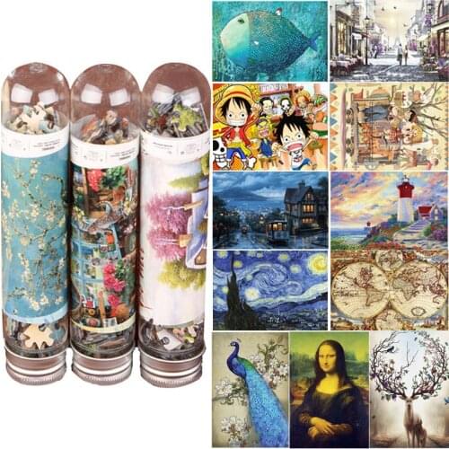 150Pcs/Set Mini Paper Puzzles Game Toys with Tube Bottle Worldwide Painting Landscape Children Adults Jigsaw Educational Toy