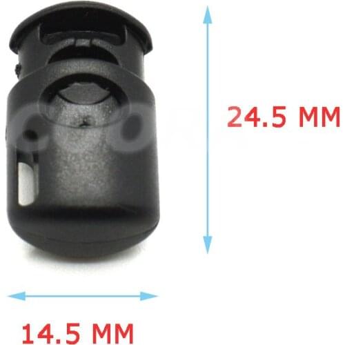200pcs/pack Cord Lock Stopper Plastic Barrel Spring Toggle Black 25mm*14mm*10mm Cord Buckle For Bags/Garments