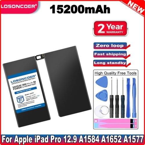 LOSONCOER 11500mAh A1584 A1652 A1577 Tablet battery For iPad Pro 12.9 inch Replacement Battery Good Quality Battery